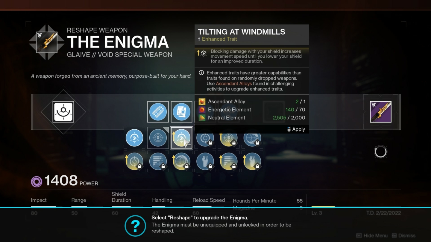 Destiny 2 Weapon Crafting Patterns, Traits, and Materials