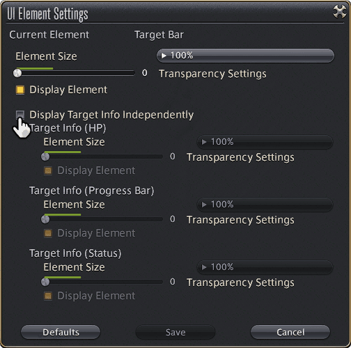 FFXIV UI Element Settings Target Bar